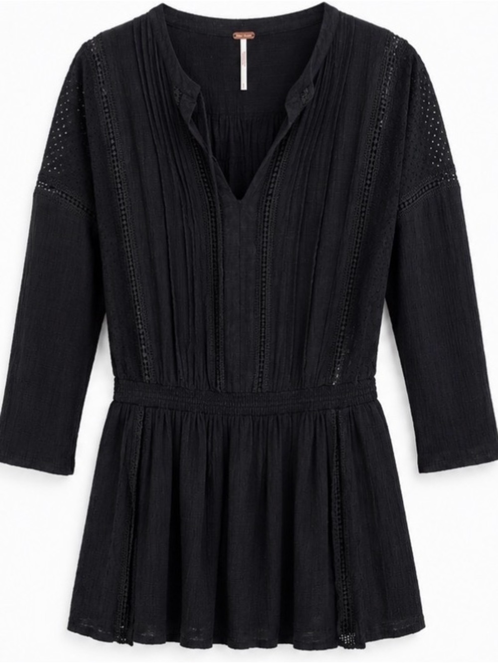 Free People Black Mini Dress with Crochet Trim - Picture 4 of 6